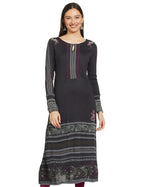 W For Woman Women'S Acrylic Floral Regular Kurta (21Now16968-117277P_Graphite_S)