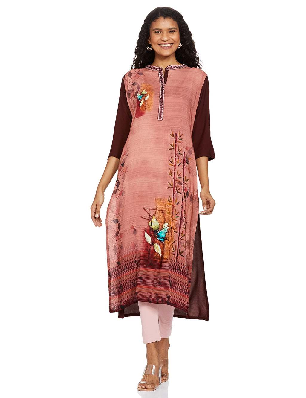 Diverse Women'S Rayon Regular Fit Straight Kurtis (Dcwlf04Rc14L39-4638K_Dusky Pink_M)
