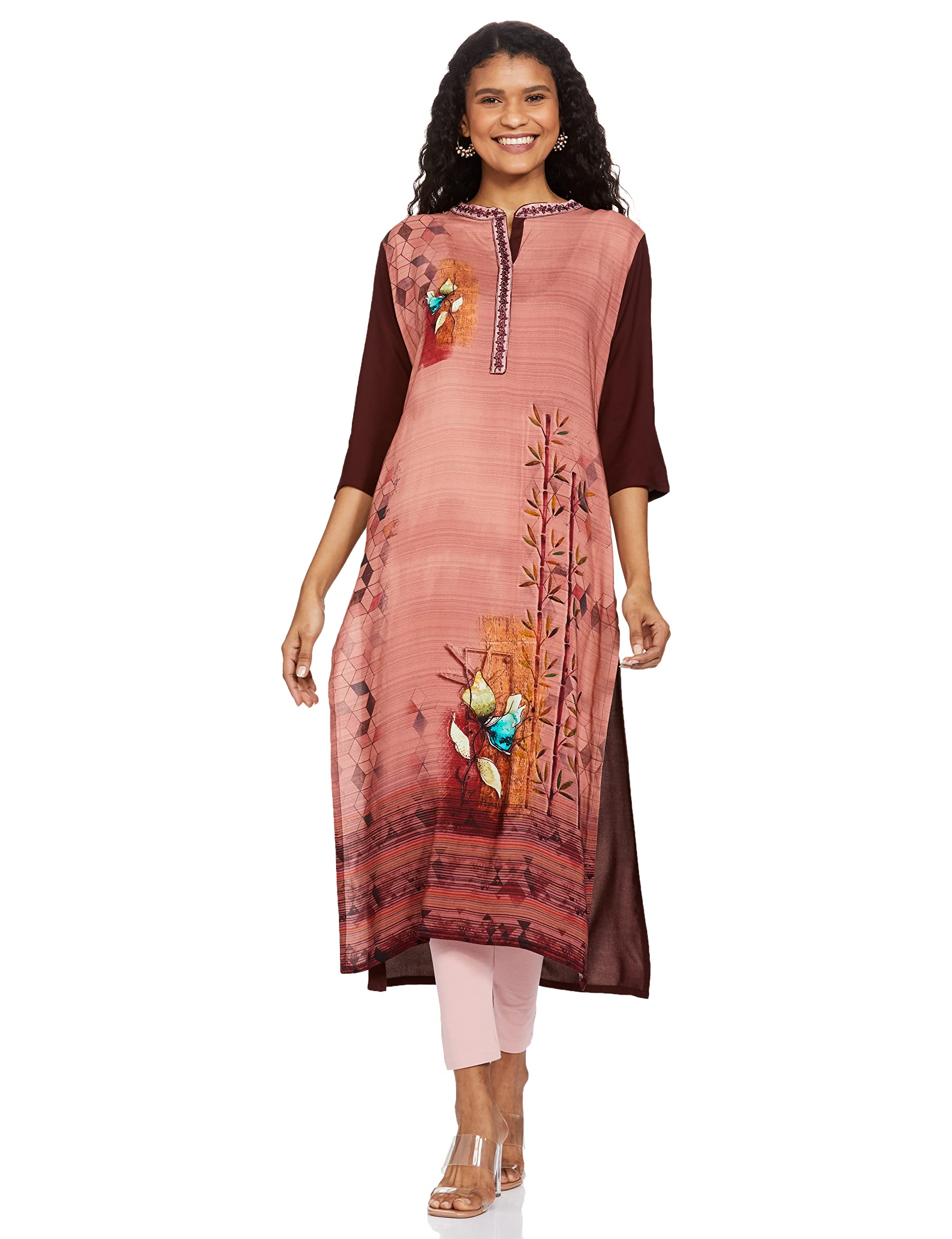 Diverse Women'S Rayon Regular Fit Straight Kurtis (Dcwlf04Rc14L39-4638K_Dusky Pink_M)