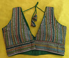 Pujia Mills WomenS Sleeveless Sabyasachi Pattern V Neck Embroidery Work With Sequence Indian Ethnic Wear Readymade Saree Blouse