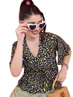 Ketch WomenS Regular Fit Tops (Khtp000334_Black/Yellow/Multi