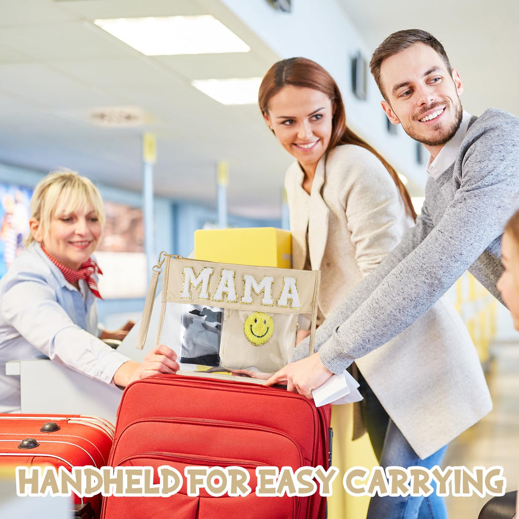 Hillban 2 Pcs Mama Gifts Mama Bag Set MAMA Chenille Letter Bags Preppy Patch Makeup Bag for Hospital Beach Travel Bags Aesthetic