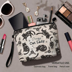 Hglian Cat Makeup Bag,Cat Cosmetic Bag Zipper Pouch Travel Toiletry Bag,Cat Purse Cute Black Cat Themed Gifts for Women Cat Love