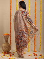 ANNI DESIGNER Ladies Rayon Blend Kurta with Trousers and Dupatta, beige, L