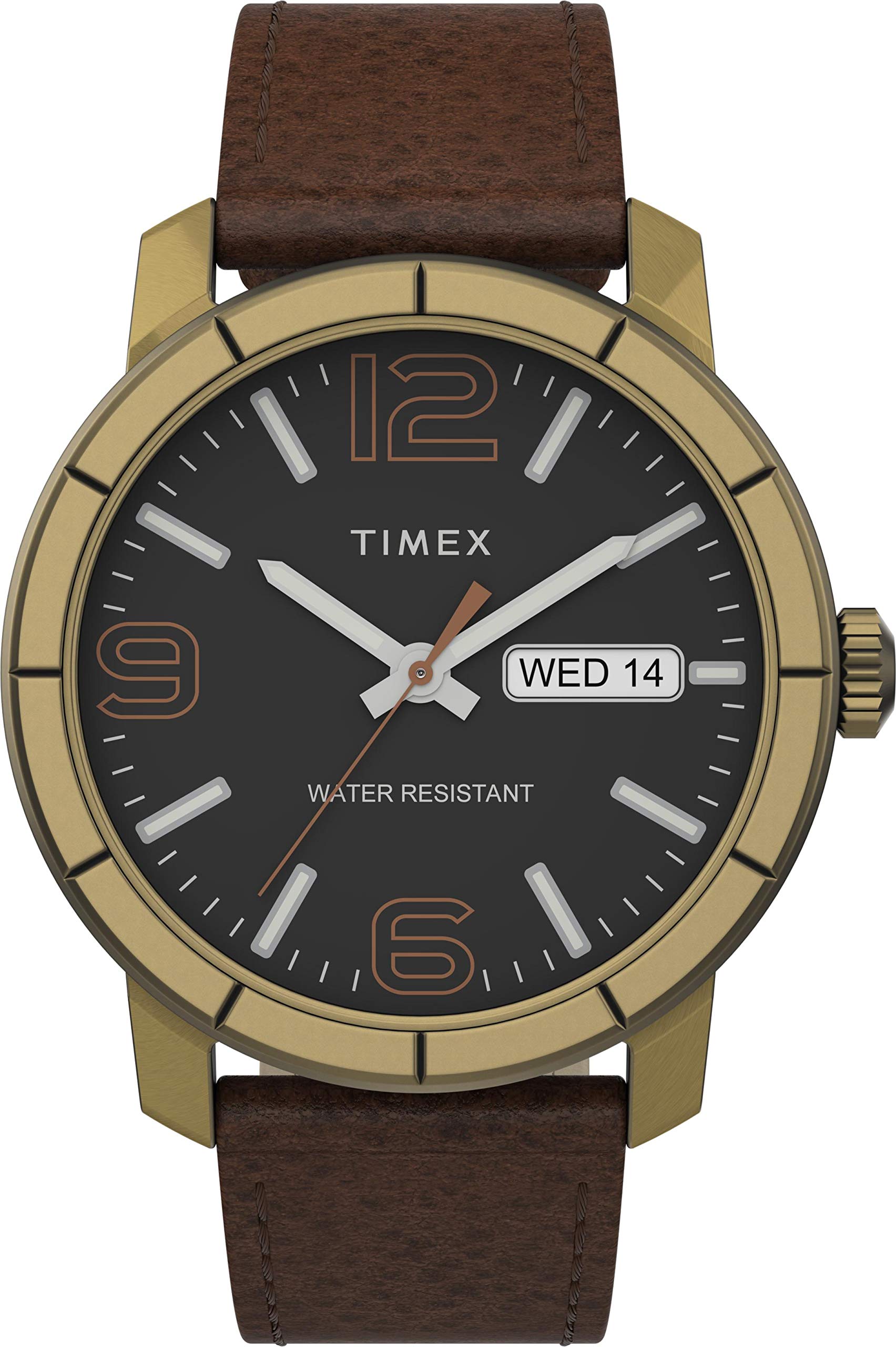 Timex Mod44 44mm Leather Strap Watch - Gold/Brown/Black - TW2T72700