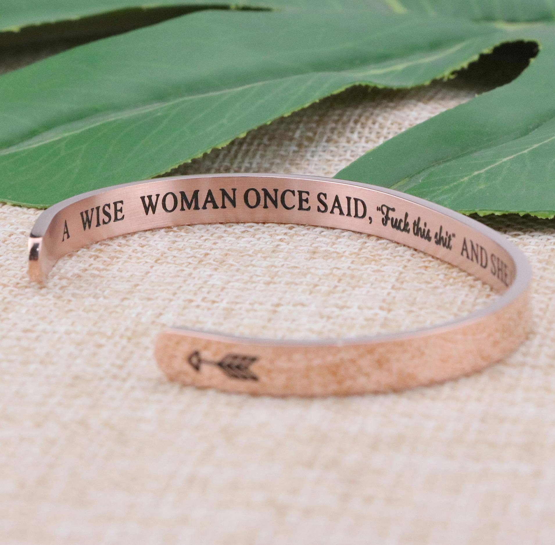 JoycuFF Inspirational Gifts for Her Women Wife Lover Funny Mantra Rose Gold Stainless Steel Birthday Christmas Cuff Bangle Brace