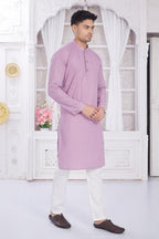 Divisive MenS Thread Embroidered Cotton Only Slim Fit Kurta (Dkrt636_M_Lavender)