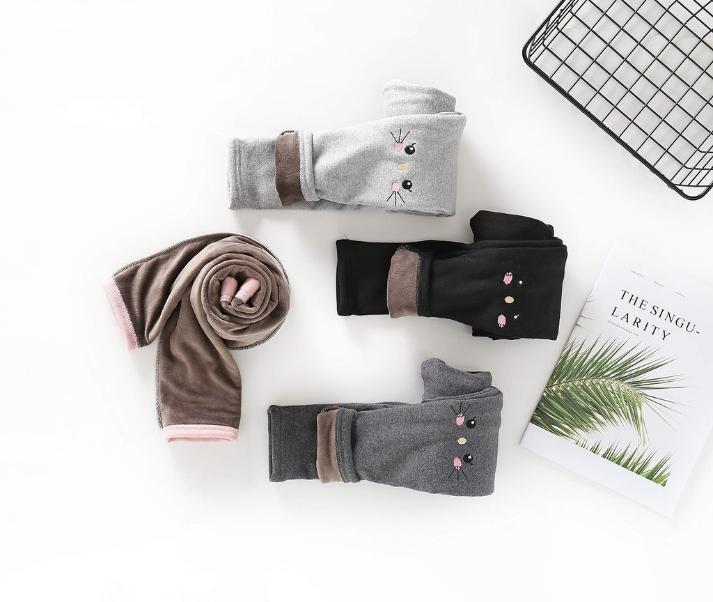 IRELIA Winter Girls Cotton Fleece Lined Leggings Pants Light Grey M