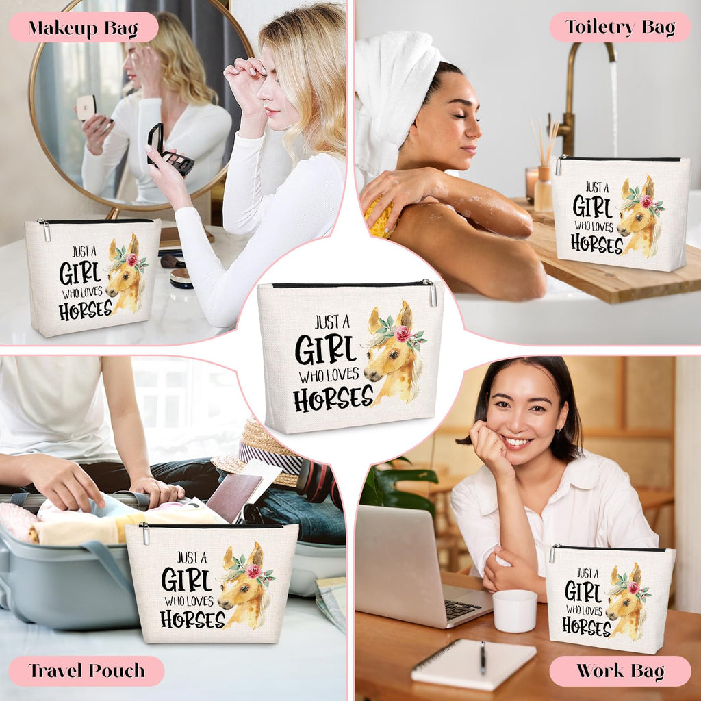 GevGuxLuo Horses Gifts for Horse Lovers, Birthday Gift for Best Friend Sister, Horse Accessories, Animal Lovers Makeup Bag Zippe