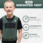 Weighted Vest for Kids - Adjustable Compression Vest, Medium (Ages 5-9), 6 Removable Weights, Breathable Snug Fit