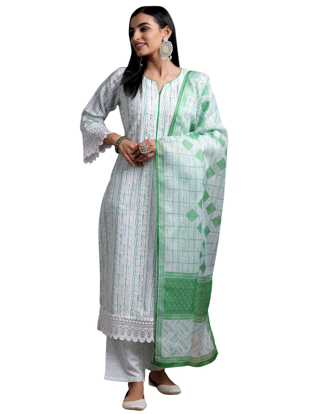 Libas WomenS Cotton Blend Kurta Set (35372_Off White
