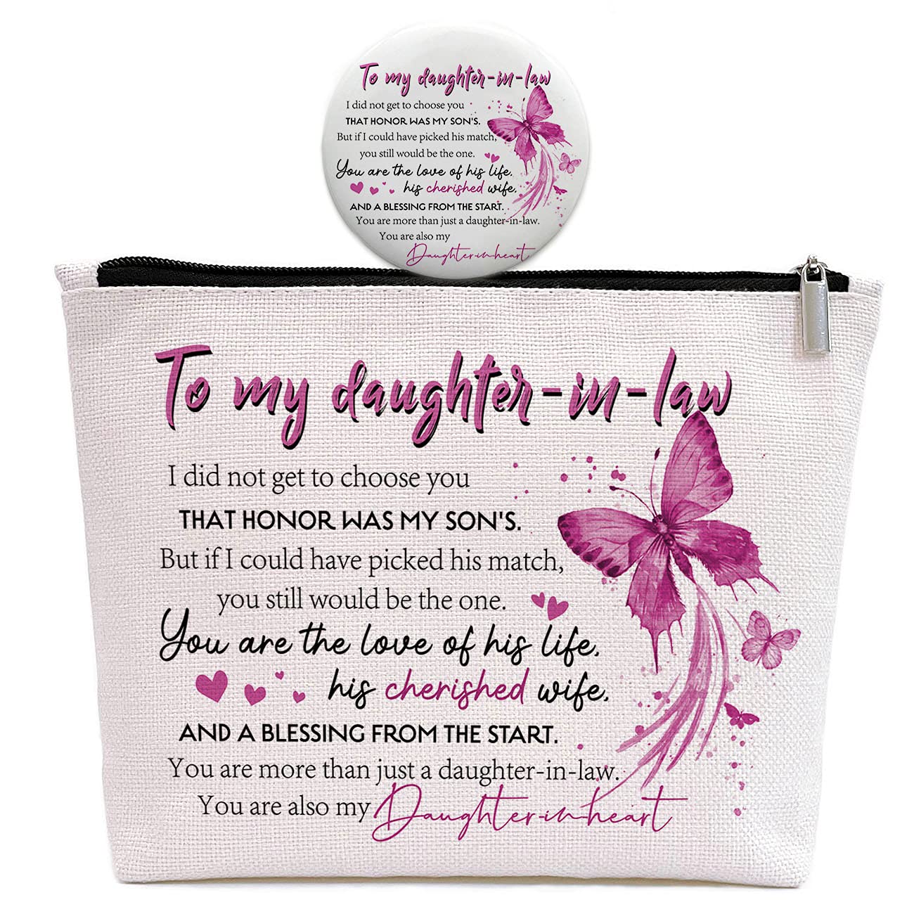 GevGuxLuo Daughter-in-Law Gifts, Makeup Bag Gifts for Daughter-in-Law, Daughter in law Birthday Gifts, Daughter-in-Law Gift for 