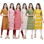 Pinkmint Womens Crepe Digital Print Straight Kurta [Pack of 6] (CKE-333-339-328-334-338-329-S)