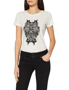 Women Crew Tee - Ornate Owl - Beige by DelSol for Women - 1 Pc T-Shirt (XL)