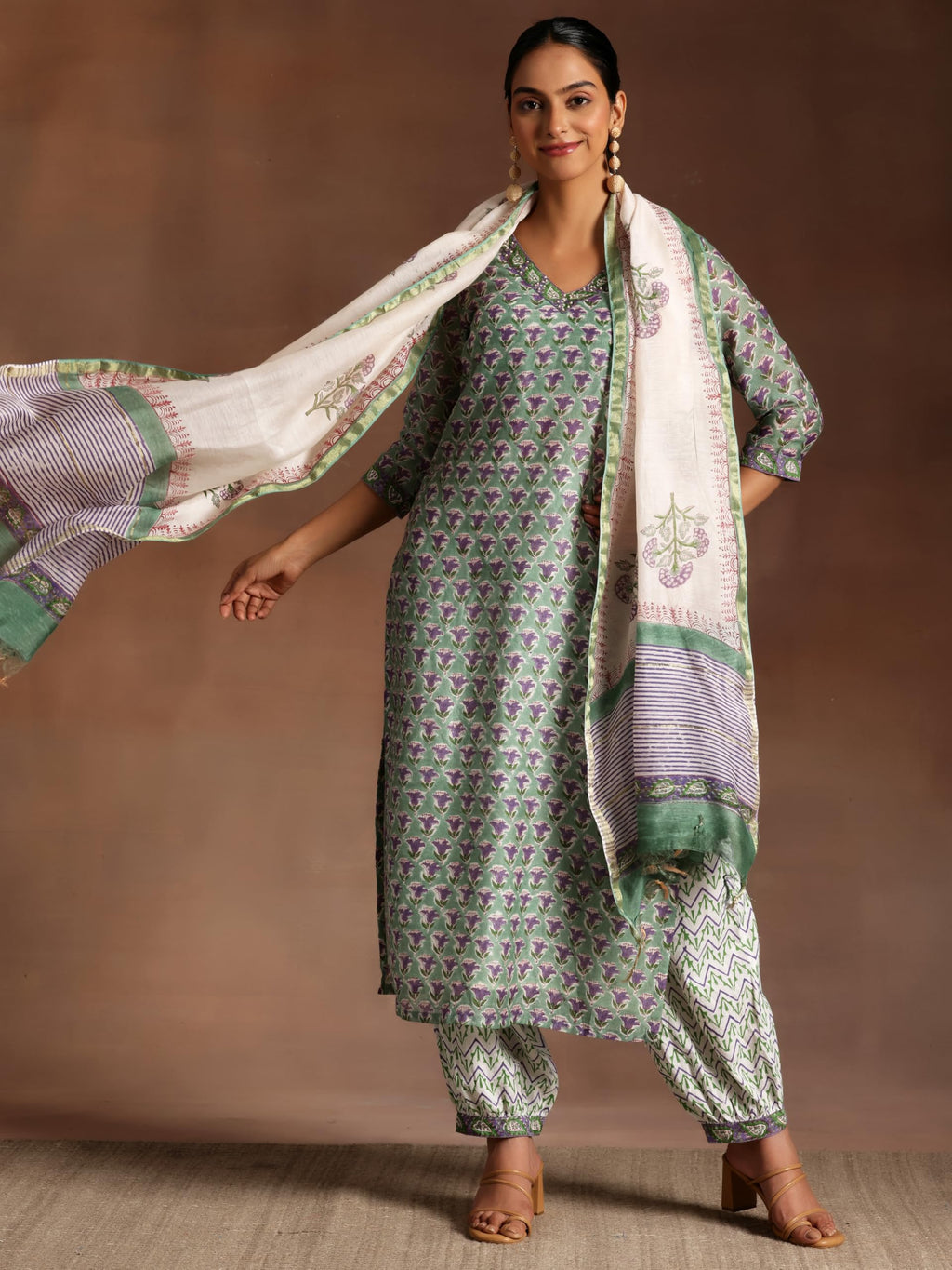 Libas WomenS Cotton Kurta Set (35923_Green