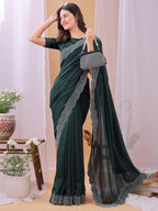 Dhyey Fashion WomenS Chiffon Saree With Unstitched Blouse Piece With Stone Work And Sparkle | Sari For Women Chiffon Saree | Sp
