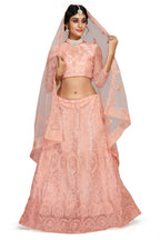 PATLANI Embroderied with Stone Work Woman s Flered Semi Stitched Lehenga choli OARNGE-101 (Semi Stitched)