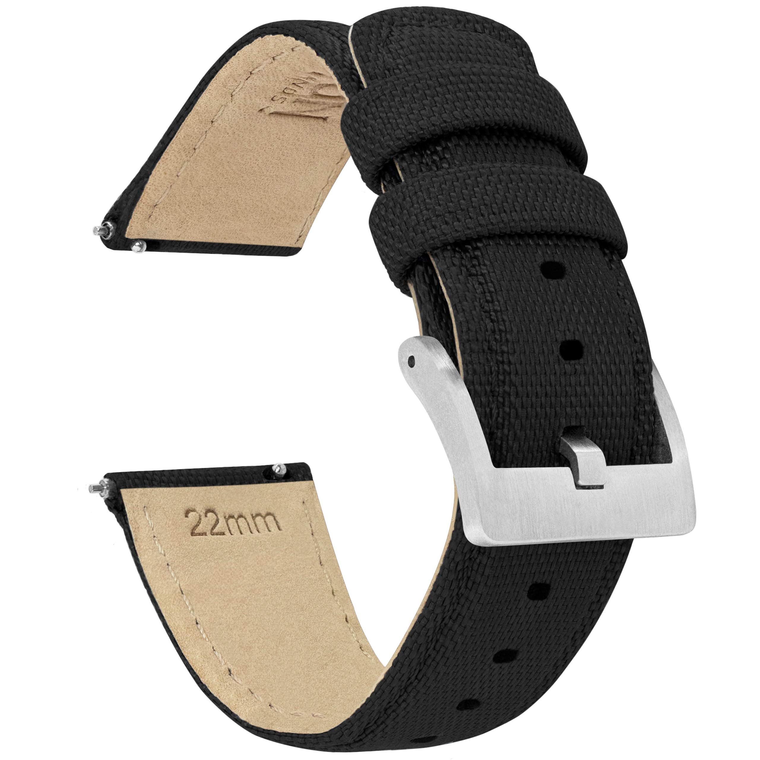 20mm Black BARTON Sailcloth Quick Release Premium Nylon Weave