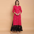 Anni Designer Women'S Rayon Straight Printed Kurta With Sharara