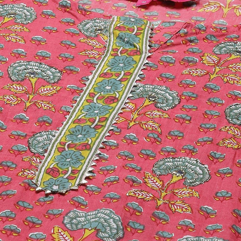 Anubhutee Womens Ethnic Motifs Printed Regular Gotta Patti Kurta With Trousers