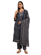 Libas Printed Cotton Straight Kurta With Trouser and Dupatta-401282XXL