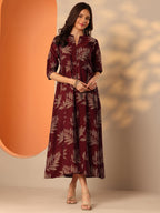 Libas WomenS Silk Fit And Flare Above The Knee Dress (29789_Maroon