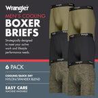 Wrangler Mens Cooling Boxer Briefs, 6    Inseam, Moisture-Wicking, Stretch Fabric, Pack of 6, Quick Dry