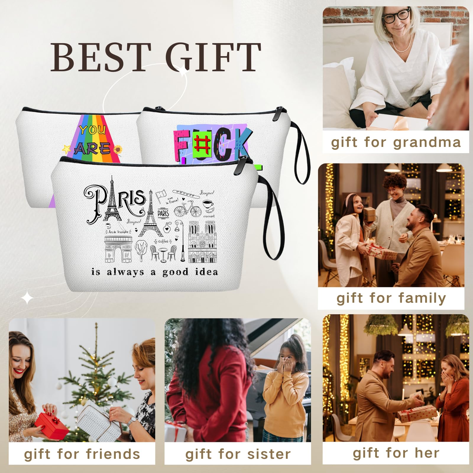 Travel Gifts,Birthday Gifts for Friends Female,Sisters Gifts from Sister,Gifts for Women Birthday Unique,Travel Cosmetic Bag wit