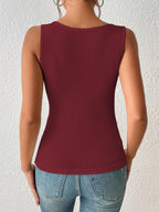 Sugathari Womens Maroon Cut Out Asymmetrical Neck Rib Knit Jeans Korean Trendy Tank Western Tops for Women Stylish (T-Shirt 182