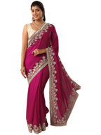 Libas Solid Organza Saree With Unstitched Blouse Piece