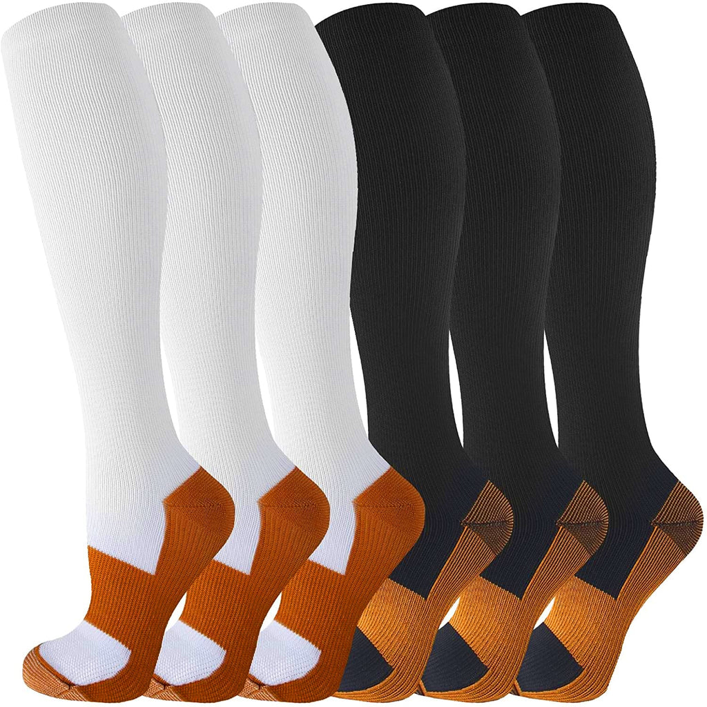 bropite Copper Compression Socks for Men & Women Circulation- 6 Pairs 20-30mmhg Support Compression Socks - Best for Running, At