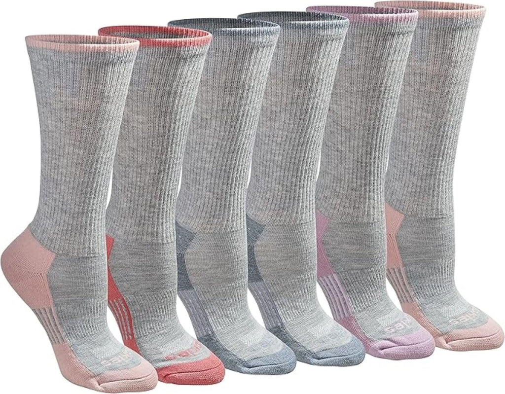 Dickies Women's Dri-Tech Essential Moisture Control Crew Socks, Available in S-XL (6, 12, Grey with Bluish (6 Pairs), Medium