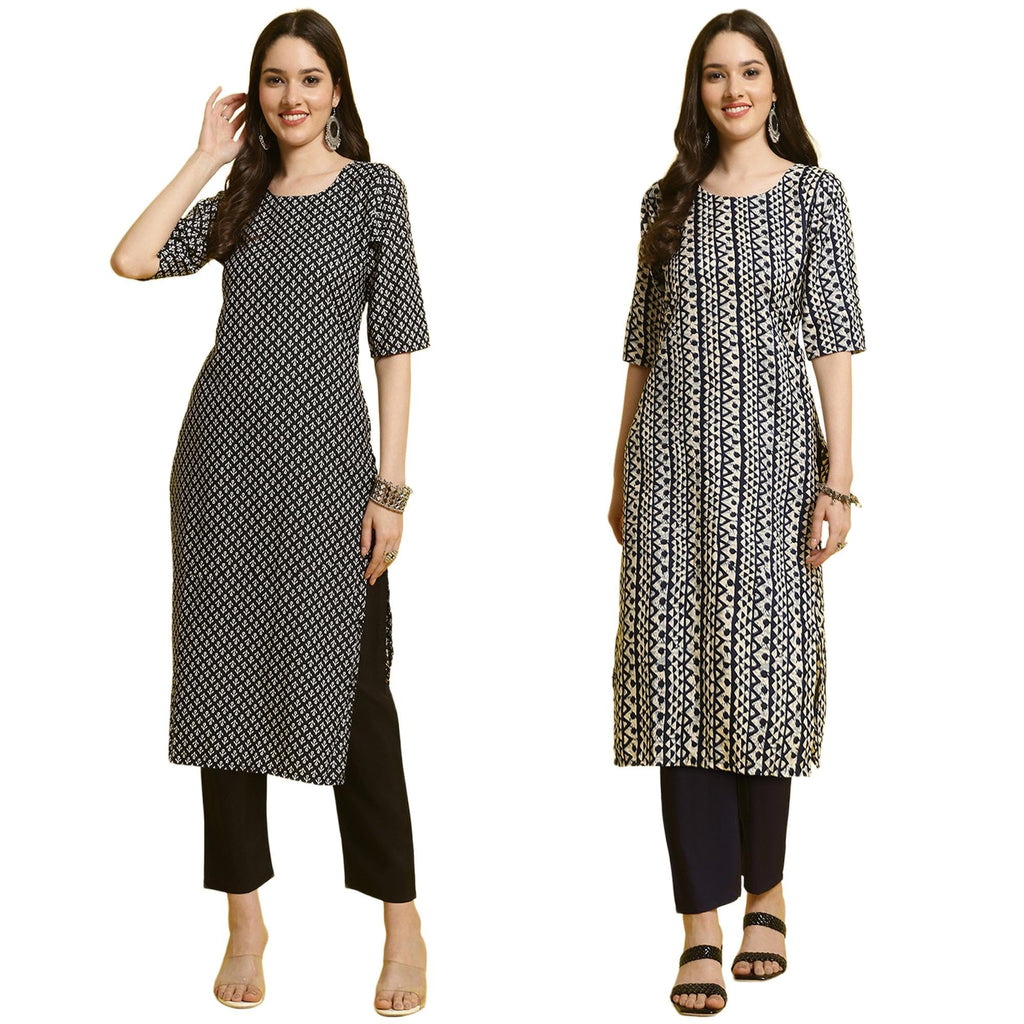 Tee Projekt Straight Kurta & Pant For Women Ethnic Kurta Set For Women (Pack Of 2)