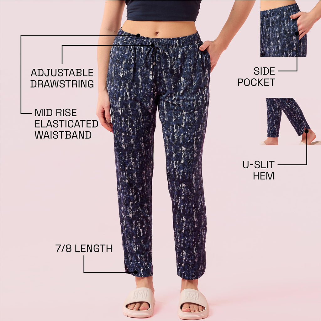 Enamor E048 Tapered Lounge Pants with Drawstring Details with Metal Ends