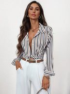 Indoprimo WomenS Striped Casual Stylish Shirt | Striped Western Shirt For Women