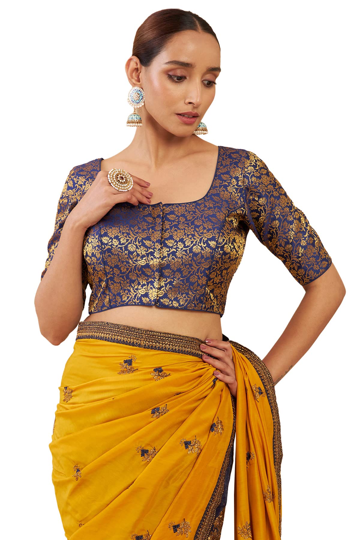 Soch Women Art Silk Regular Fit Blouse with Woven Floral Designs