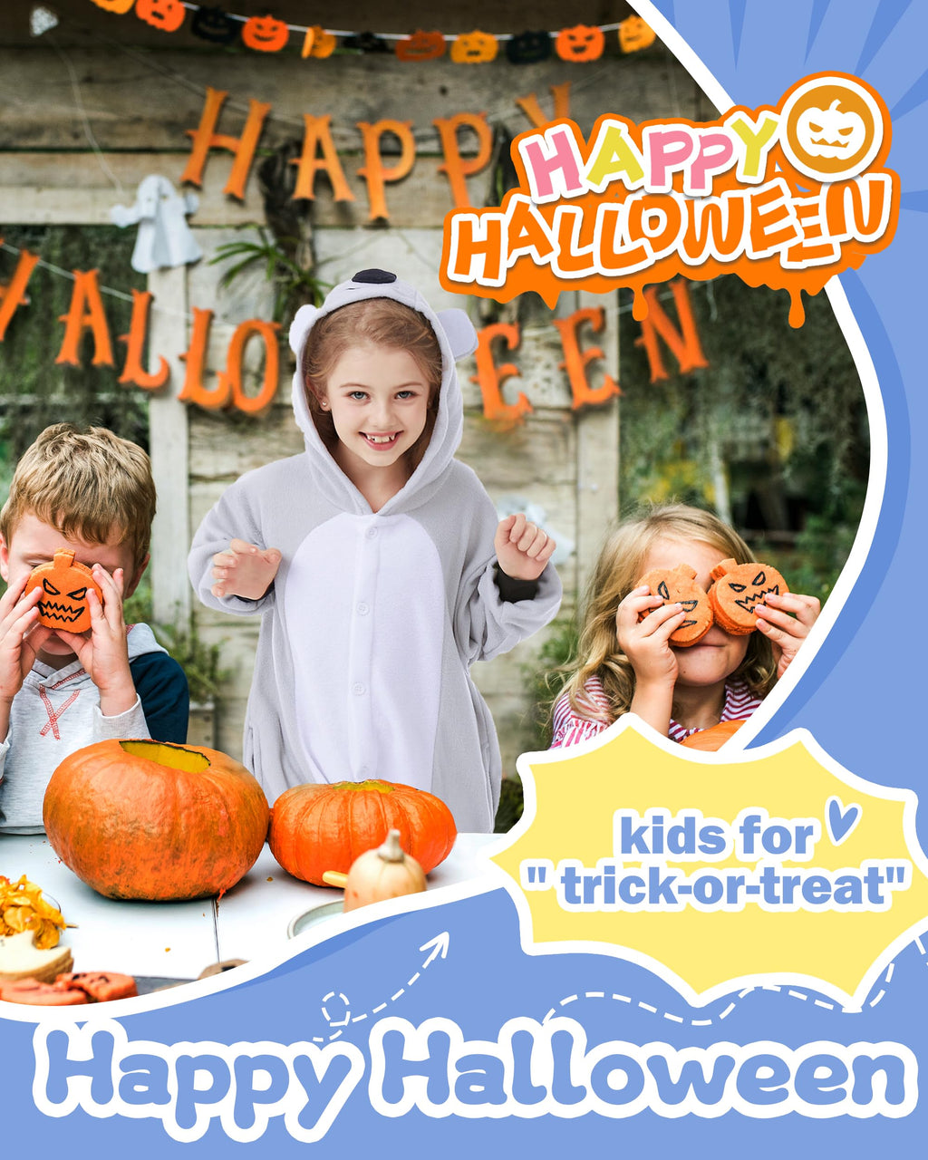 CANASOUR Koala Onesie Halloween Kids Cosplay Costume Girls Animal Unisex Outfuit One Piece Hooded Farm Soft Pajamas Grey Party 6