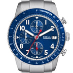 Fossil Men's Sport Tourer Quartz Stainless Steel Chronograph Watch, Color: Silver/Blue (Model: FS6047)