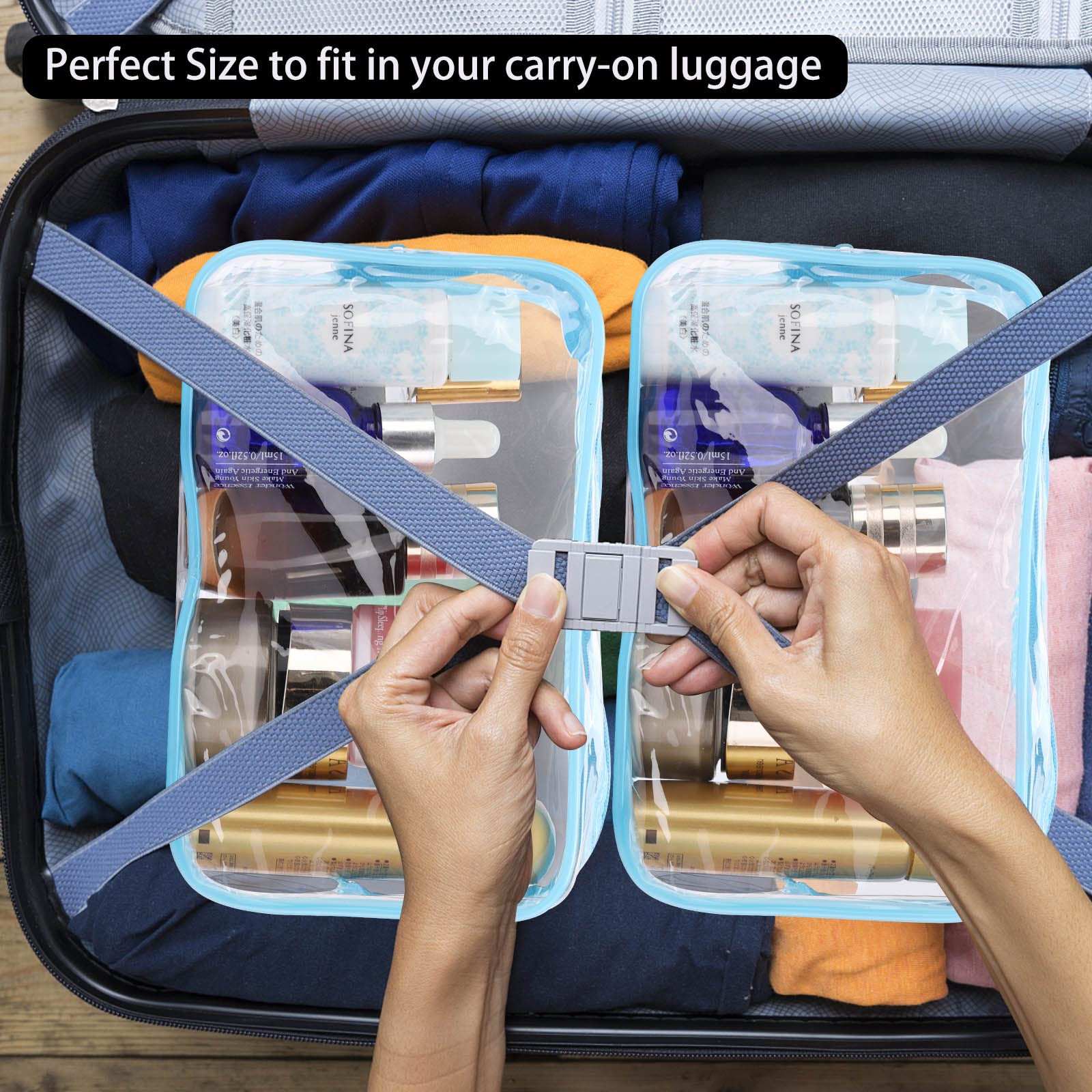 Tbestmax 10 Pcs Clear Cosmetic Bags Small Makeup Bags Portable Waterproof Travel Toiletry Bags Colorful Organizer, 7.5x 4.8x 2.3