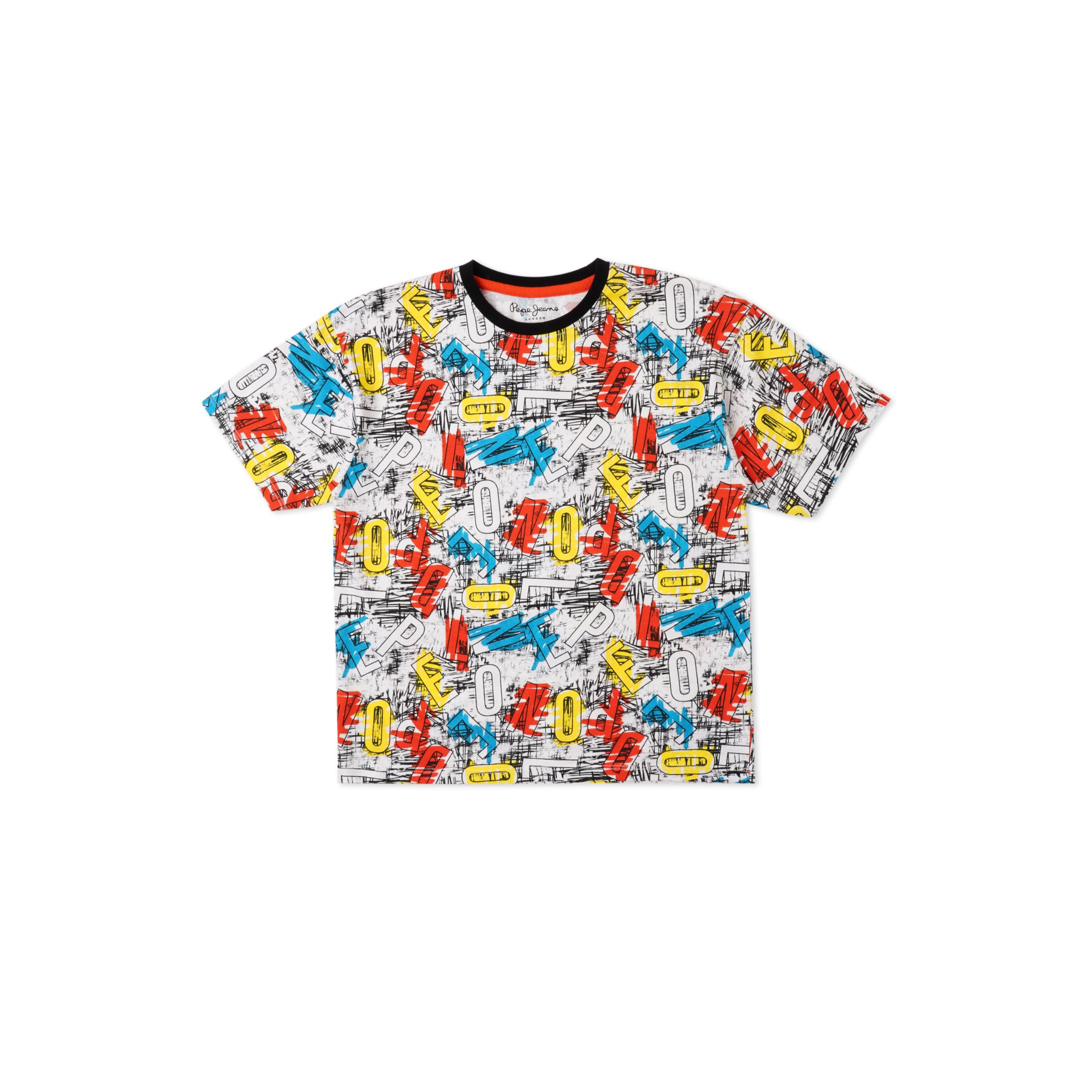 Pepe Jeans Eskil Ss Oversized Allover Printed T-Shirt White