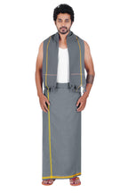 Prakasam Cotton MenS Pure Cotton Colour Dhoti (1.26X1.90Mtrs) With Matching Towel (0.74X1.50Mtrs) Set