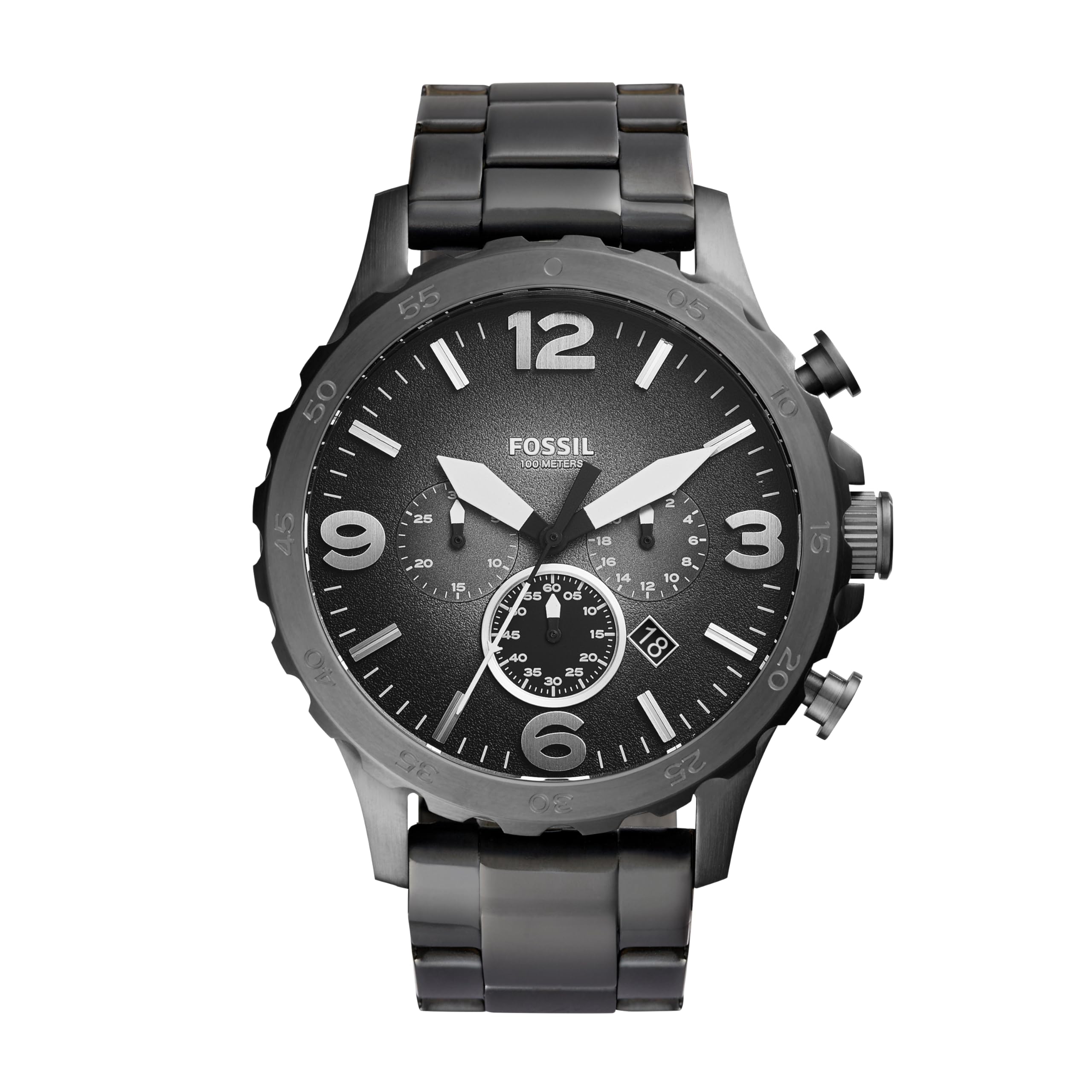 Fossil Men's Nate Quartz Stainless Steel Chronograph Watch, Color: Smoke (Model: JR1437)