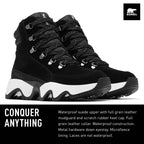 Sorel Women's Kinetic Impact Conquest Waterproof Shoes - Black, Sea Salt - Size 8