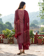 ANNI DESIGNER Womens Cotton Blend Straight Printed Kurta with Pant & Dupatta (BC Maroon_4XL_Maroon_XXXX-Large)