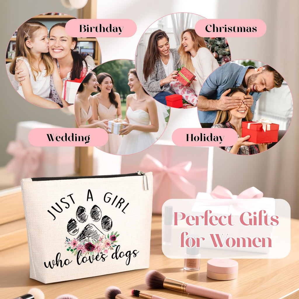 GevGuxLuo Dog Gifts for Dog Lovers, Dog Makeup Bag for Women with Mirror, Dog Birthday Gifts Ideas for Daughter Sister Bestie, C