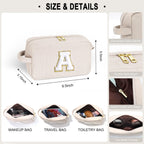 YOOLIFE Travel Makeup Bags for Women - Initial White Small Makeup Bag Makeup Pouch with Brush Pouch Makeup Bag Travel Must Haves
