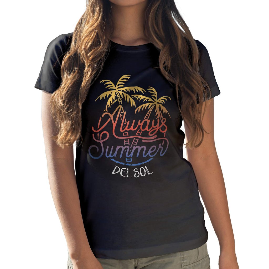 Women Crew Tee - Always Palms - Black by DelSol for Women - 1 Pc T-Shirt (XL)