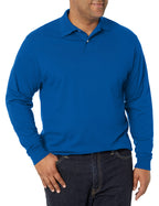 Jerzees Men's SpotShield Stain Resistant Polo Shirts (Short & Long, Long Sleeve-Royal Blue, X-Large