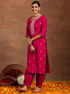 Libas Womens Silk Blend Kurta Set (GS946_Pink