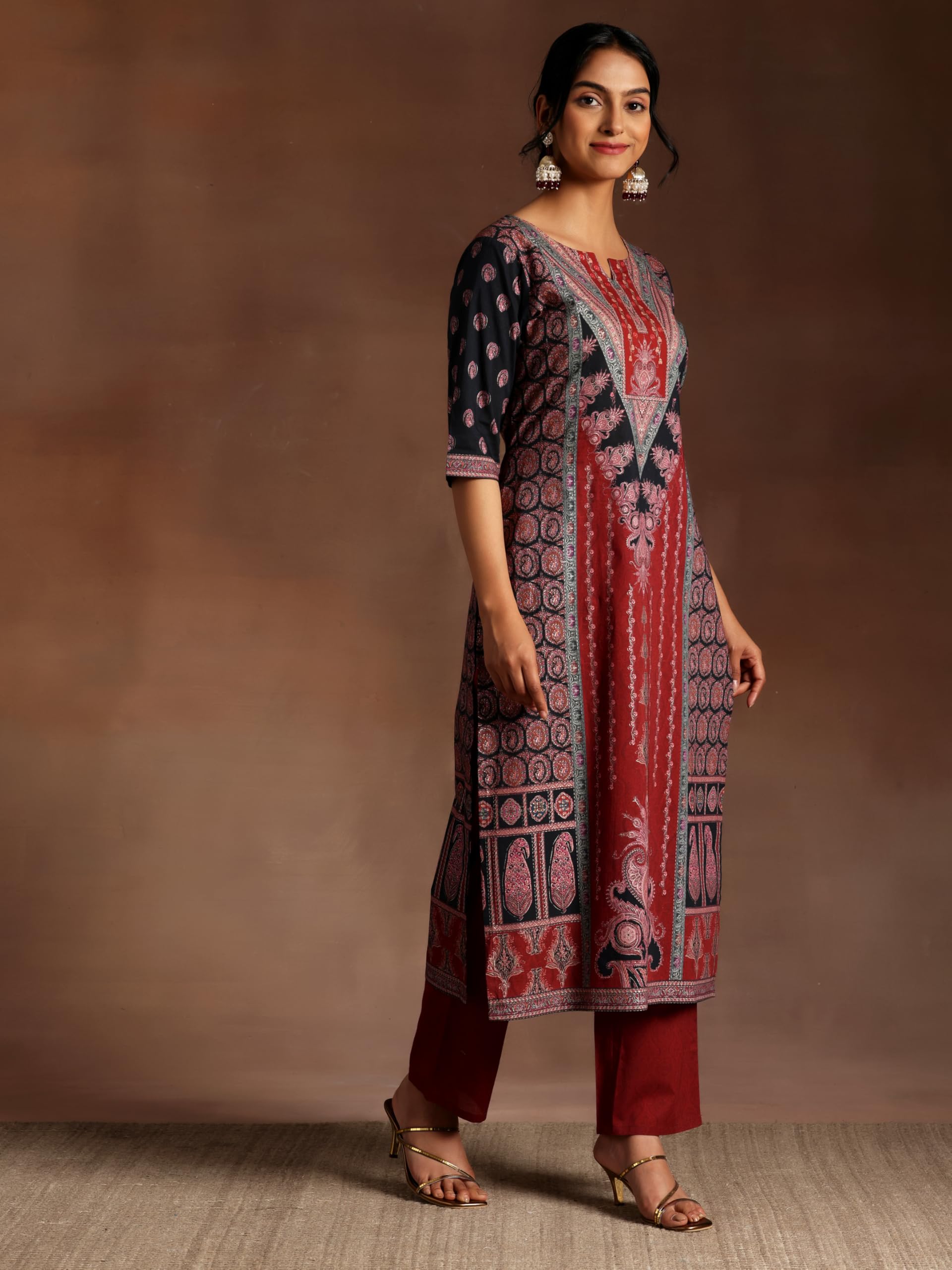 Libas WomenS Cotton Kurta Set (35918_Black
